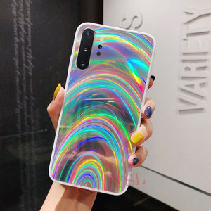 Rainbow Mirror Glossy Case For Samsung Case A30S A20 A50 A70 J8 J6 A6 A7 A9 2018 S8 S9 S10 Note 8 9 10 Plus S10E Cover Shell