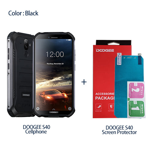 DOOGEE S40 4GNetwork Rugged Mobile Phone 5.5inch Display 4650mAh MT6739 Quad Core 3GB RAM 32GB ROM Android 9.0 8.0MP IP68/IP69K