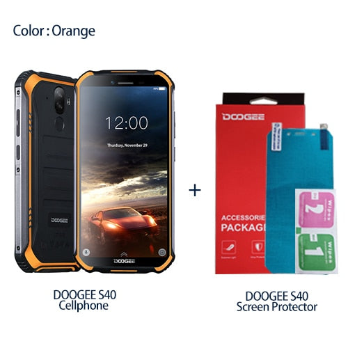 DOOGEE S40 4GNetwork Rugged Mobile Phone 5.5inch Display 4650mAh MT6739 Quad Core 3GB RAM 32GB ROM Android 9.0 8.0MP IP68/IP69K