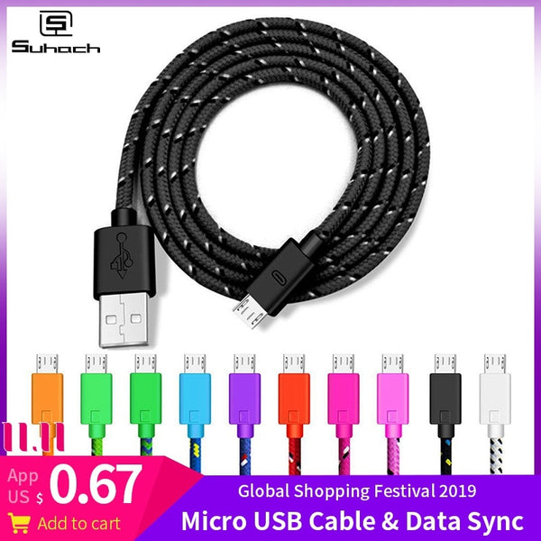 Nylon Braided Micro USB Cable 1m/2m/3m Data Sync USB Charger Cable For Samsung HTC Huawei Xiaomi Tablet Android USB Phone Cables