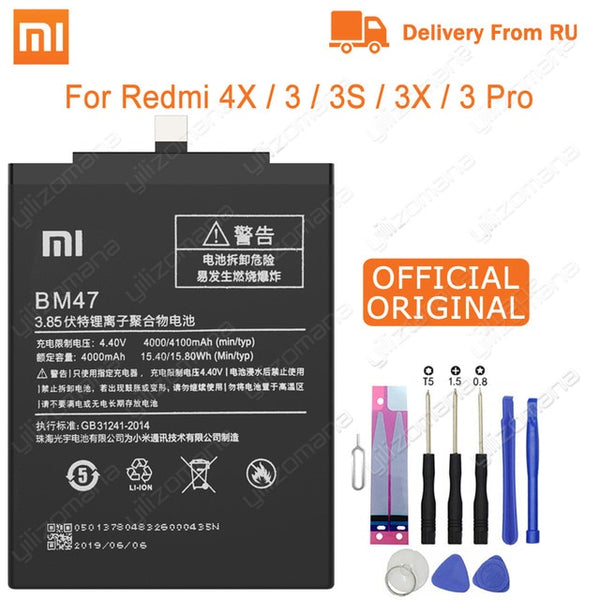 Xiao Mi Original Phone Battery BM47 For Xiaomi Redmi 3 3S 3X 4X 3 pro Note 3 5 5A Pro Mi 5X BM46 BN31 BN45 Replacement Batteries