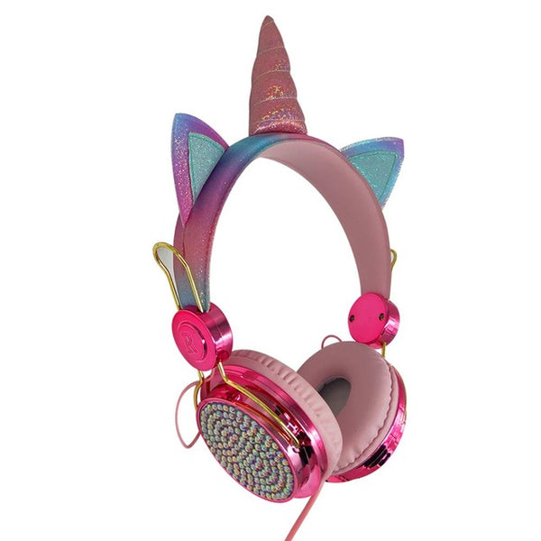 Cute Unicorn Wired Headphone With Microphone Girls Daugther Music Stereo Earphone Computer Mobile Phone Gamer Headset Kids Gift