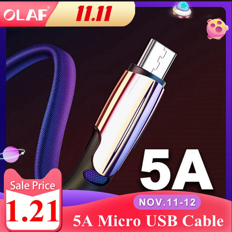 Micro USB Cable 5A Fast Charging USB Sync Data Mobile Phone Adapter Charger Cable For Samsung Xiaomi Sony HTC LG Android Cables