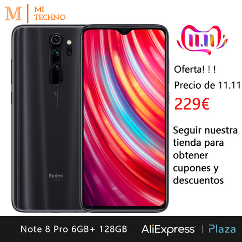 Xiaomi Redmi Note 8 Pro Smartphone (6GB RAM 128GB ROM mobile phone, free, new, NFC, quad camera 64MP) [Global Version]