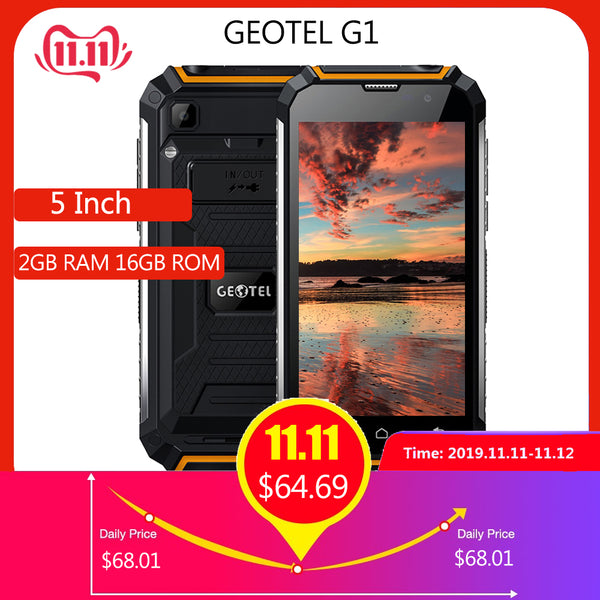 GEOTEL G1 3G Smartphone 5 Inch 2GB RAM 16GB ROM 4-core Android 7.0 1.3GHz 7500mAh Waterproof Charger Mobile Phone