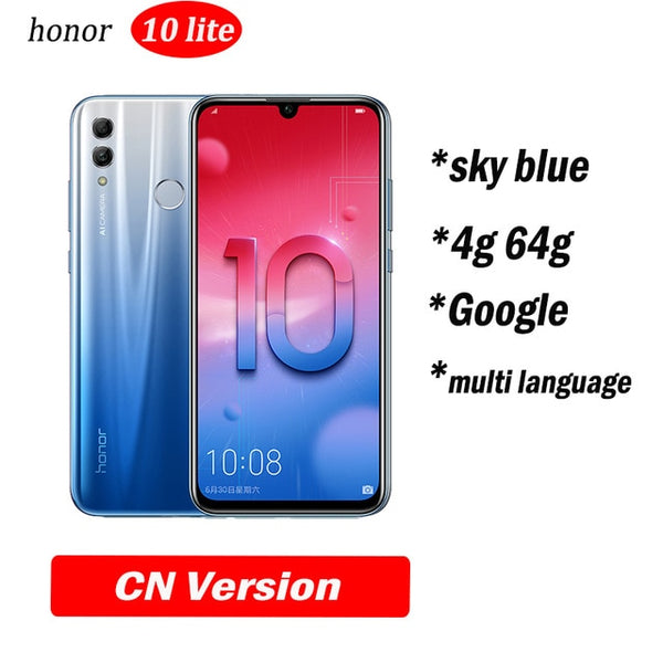 Honor 10 Lite honor10 Smart phone 6.21 inch 2340*1080 Octa Core Mobile Phone 3 Cameras Fingerprint