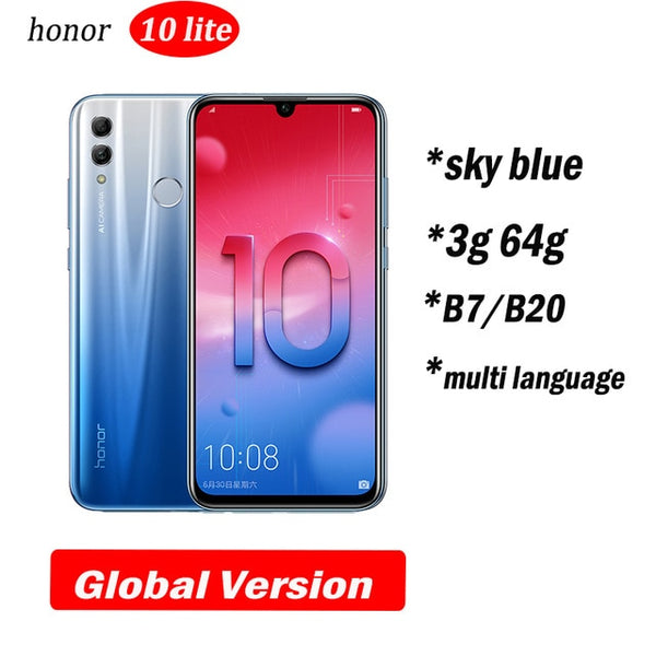 Honor 10 Lite honor10 Smart phone 6.21 inch 2340*1080 Octa Core Mobile Phone 3 Cameras Fingerprint