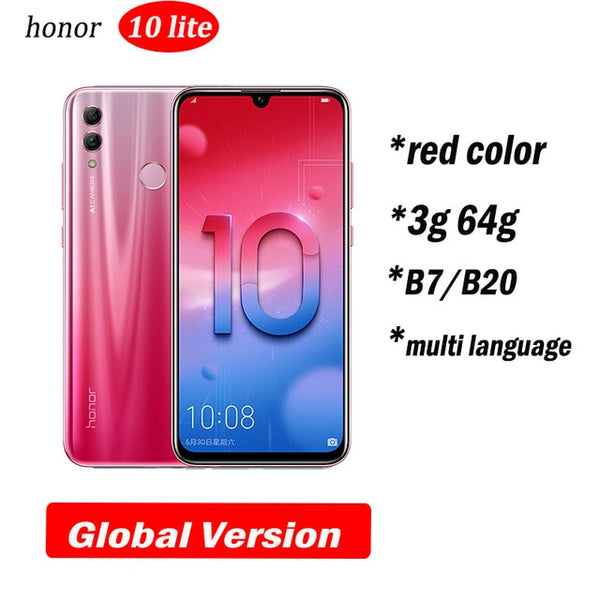 Honor 10 Lite honor10 Smart phone 6.21 inch 2340*1080 Octa Core Mobile Phone 3 Cameras Fingerprint