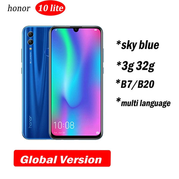 Honor 10 Lite honor10 Smart phone 6.21 inch 2340*1080 Octa Core Mobile Phone 3 Cameras Fingerprint