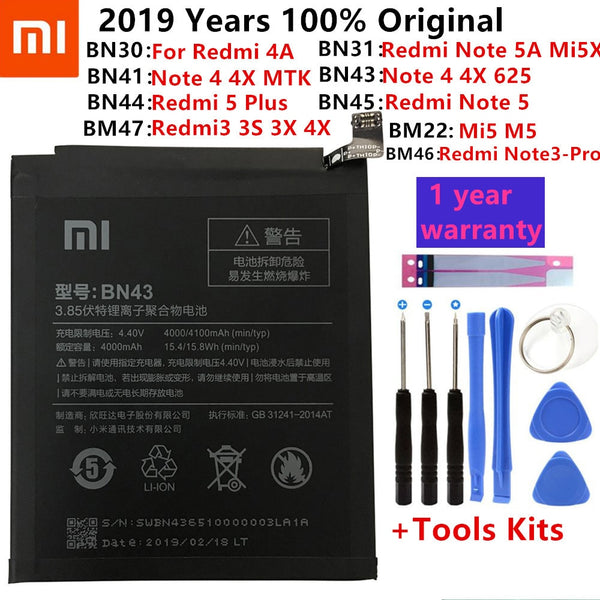 Original Xiao Mi Replacement Phone Battery For Xiaomi Redmi 3 3S 3X 4X 4A 3 pro 5 Plus Note 3 4 4X 5 5A Pro Mi5 Mi 5X Batteries