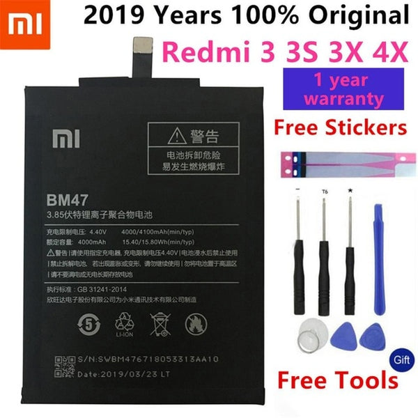 Original Xiao Mi Replacement Phone Battery For Xiaomi Redmi 3 3S 3X 4X 4A 3 pro 5 Plus Note 3 4 4X 5 5A Pro Mi5 Mi 5X Batteries