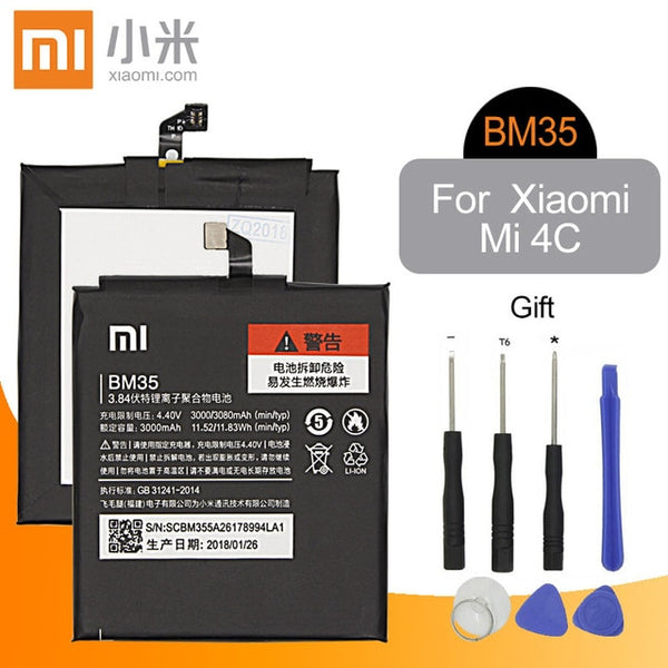 Xiaomi Original Phone Battery BM35 For Xiaomi MI 4C Mi 4 4S MI 5S 5s Plus BM36 BM37 BM38 BM32 Replacement Battery Retail Package