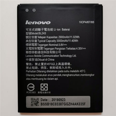 2019 New BL 243 BL243 Battery For lenovo Lemon K3 Note K50-T5 A7000 A5500 A5600 A7600 2900mAh Mobile Phone Backup Bateria