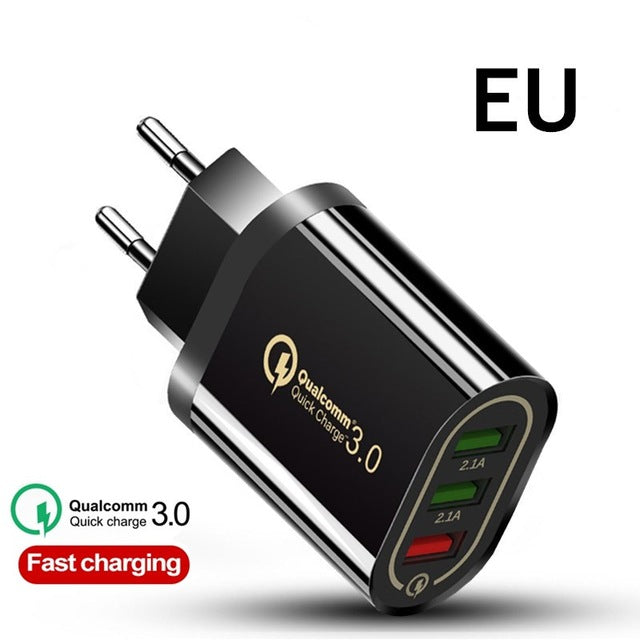 18W Quick Charge 3.0 USB Charger QC3.0 Fast Charging Multi Charger for Samsung S10 Xiaomi Mi9 iPhone X  iPad Wall Phone Charger