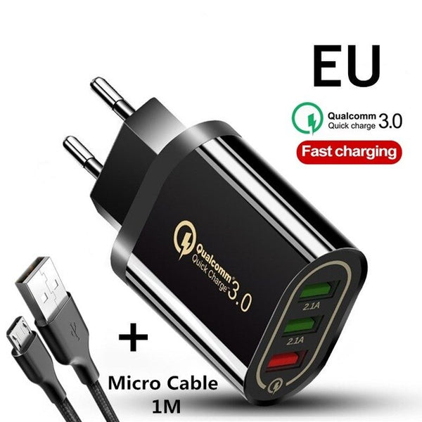 18W Quick Charge 3.0 USB Charger QC3.0 Fast Charging Multi Charger for Samsung S10 Xiaomi Mi9 iPhone X  iPad Wall Phone Charger