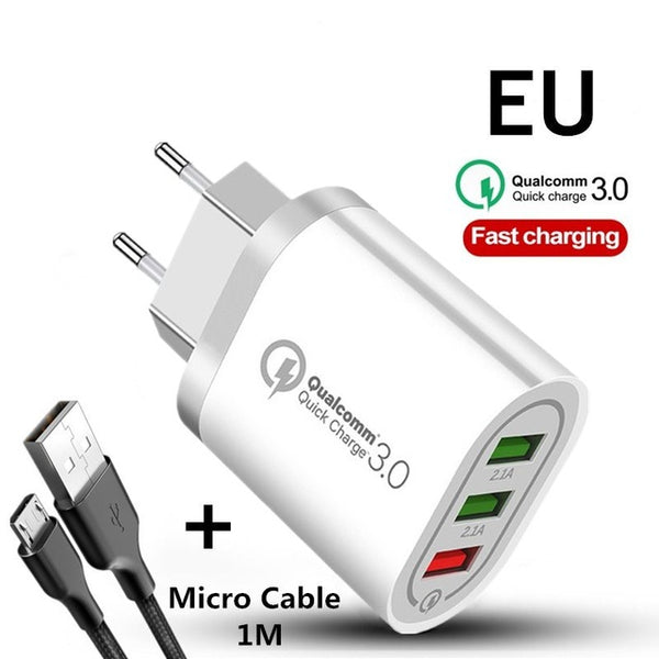 18W Quick Charge 3.0 USB Charger QC3.0 Fast Charging Multi Charger for Samsung S10 Xiaomi Mi9 iPhone X  iPad Wall Phone Charger