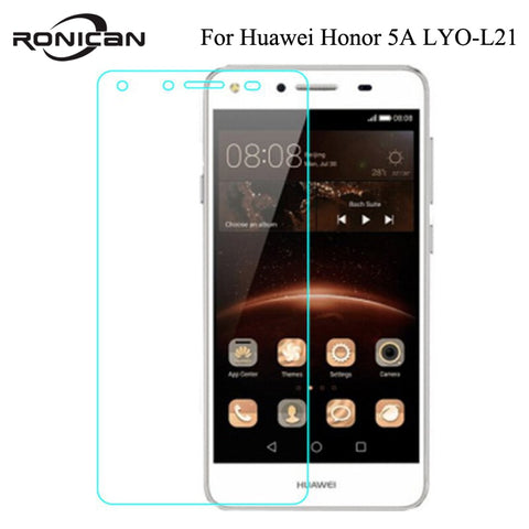RONICAN For Huawei Honor 5A LYO-L21 Case Russia Version 5.0 inch Tempered Glass Screen Protector 2.5D 9H Safety Protective Film