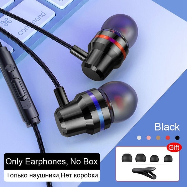 TOMKAS Wired Earbuds Headphones 3.5mm In Ear Earphone Earpiece With Mic Stereo Headset 5 Color For Samsung Xiaomi Phone Computer