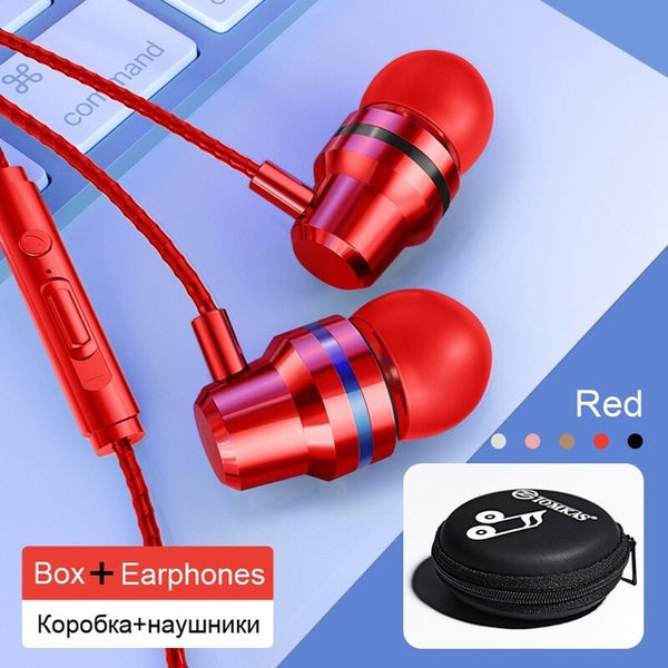 TOMKAS Wired Earbuds Headphones 3.5mm In Ear Earphone Earpiece With Mic Stereo Headset 5 Color For Samsung Xiaomi Phone Computer