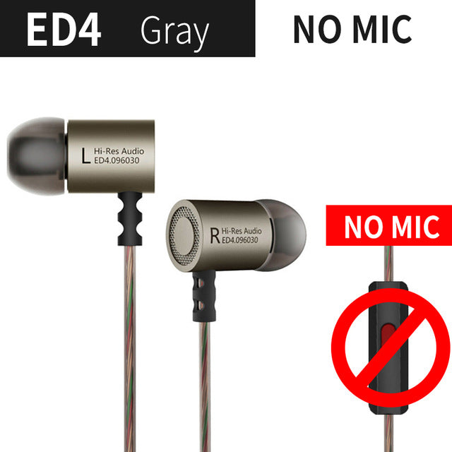 KZ ED4 Headphones Bass Ear HIFI Headset DJ Earphone Metal Stereo Earbuds with Microphone for Mobile Phone MP3 MP4 in ear monitor