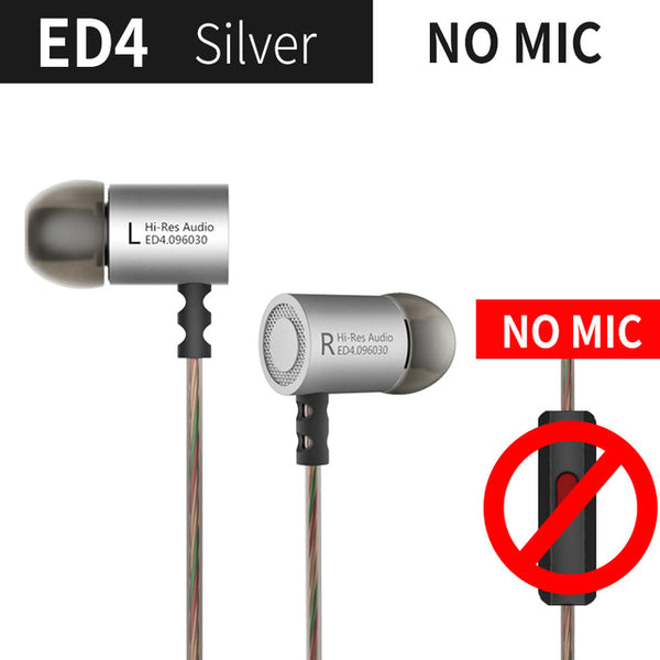 KZ ED4 Headphones Bass Ear HIFI Headset DJ Earphone Metal Stereo Earbuds with Microphone for Mobile Phone MP3 MP4 in ear monitor