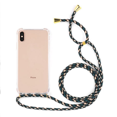 Transparent Soft TPU Cell Phone Case With Lanyard Necklace Shoulder Neck Strap Rope Cord for iphone 6 7 8 plus x xs xr xs max