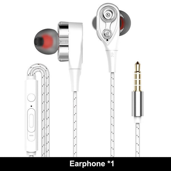 In-Ear Dual Dynamic Driver Headset HIFI Heavy Bass Earbuds Headphone Earphone For Xiaomi Fone De Ouvido Auriculares Mp3 Sport