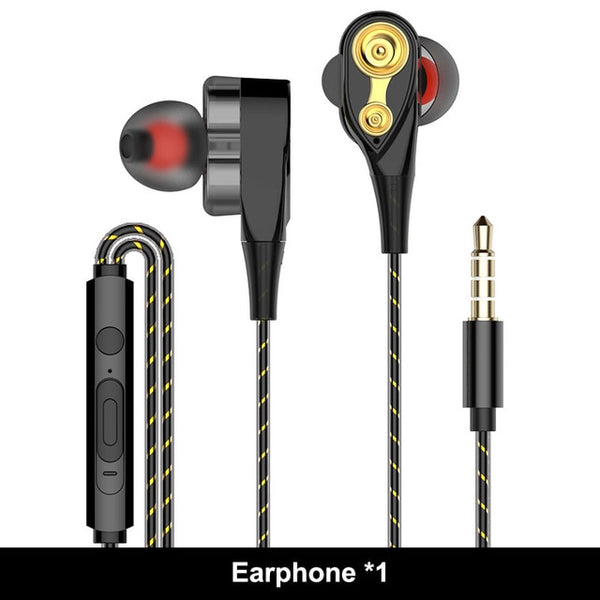 In-Ear Dual Dynamic Driver Headset HIFI Heavy Bass Earbuds Headphone Earphone For Xiaomi Fone De Ouvido Auriculares Mp3 Sport