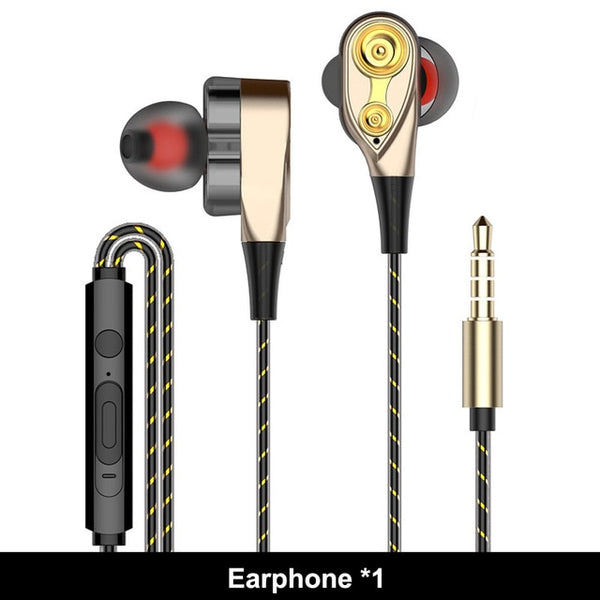 In-Ear Dual Dynamic Driver Headset HIFI Heavy Bass Earbuds Headphone Earphone For Xiaomi Fone De Ouvido Auriculares Mp3 Sport