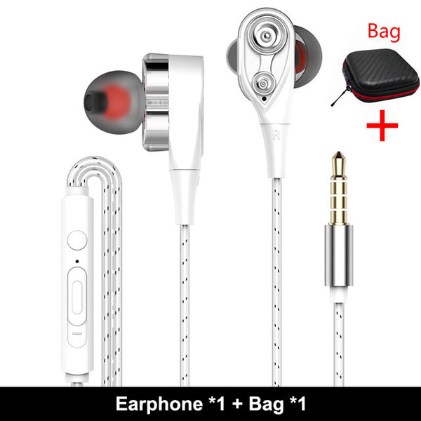 In-Ear Dual Dynamic Driver Headset HIFI Heavy Bass Earbuds Headphone Earphone For Xiaomi Fone De Ouvido Auriculares Mp3 Sport