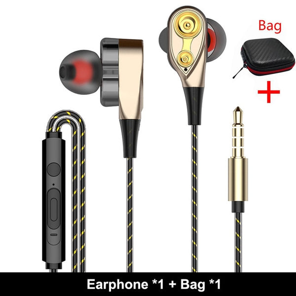 In-Ear Dual Dynamic Driver Headset HIFI Heavy Bass Earbuds Headphone Earphone For Xiaomi Fone De Ouvido Auriculares Mp3 Sport