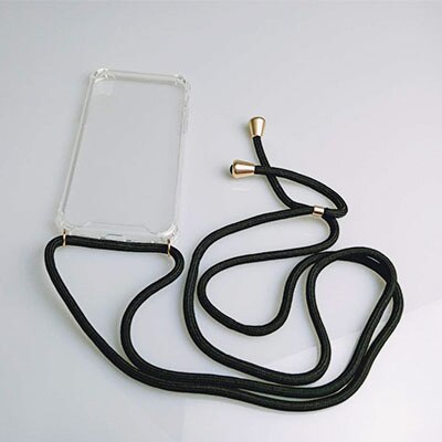 Transparent Soft TPU Cell Phone Case With Lanyard Necklace Shoulder Neck Strap Rope Cord for iphone 6 7 8 plus x xs xr xs max