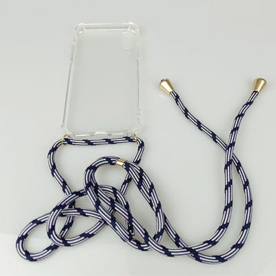 Transparent Soft TPU Cell Phone Case With Lanyard Necklace Shoulder Neck Strap Rope Cord for iphone 6 7 8 plus x xs xr xs max