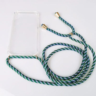 Transparent Soft TPU Cell Phone Case With Lanyard Necklace Shoulder Neck Strap Rope Cord for iphone 6 7 8 plus x xs xr xs max