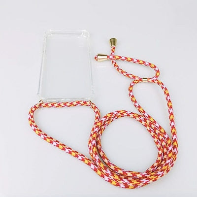 Transparent Soft TPU Cell Phone Case With Lanyard Necklace Shoulder Neck Strap Rope Cord for iphone 6 7 8 plus x xs xr xs max