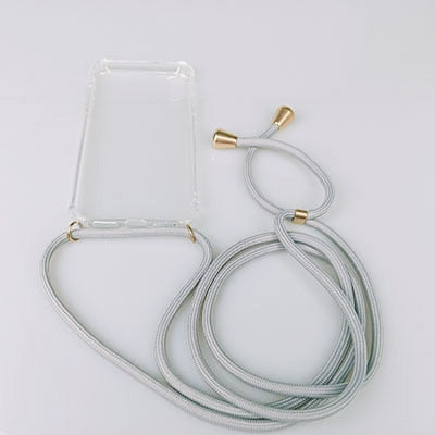 Transparent Soft TPU Cell Phone Case With Lanyard Necklace Shoulder Neck Strap Rope Cord for iphone 6 7 8 plus x xs xr xs max