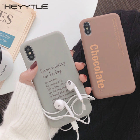 Heyytle Letter Soft TPU Case For iPhone 7 8 Plus XS Max XR X 6 6s Cartoon Cases Shock Silicone Back Cover 7Plus Slim Couple Case