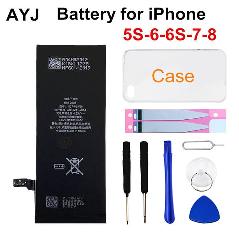 AYJ 1 Piece Brand New AAAAA Quality Phone Battery for iPhone 6S 6 5S 5C 7 8 High Real Capacity Zero Cycle Free Tool Sticker Case