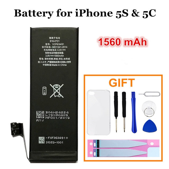 AYJ 1 Piece Brand New AAAAA Quality Phone Battery for iPhone 6S 6 5S 5C 7 8 High Real Capacity Zero Cycle Free Tool Sticker Case