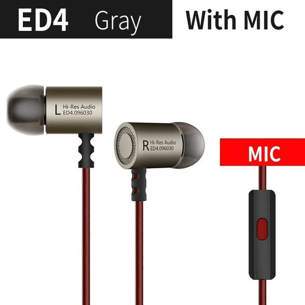 KZ ED4 Headphones Bass Ear HIFI Headset DJ Earphone Metal Stereo Earbuds with Microphone for Mobile Phone MP3 MP4 in ear monitor