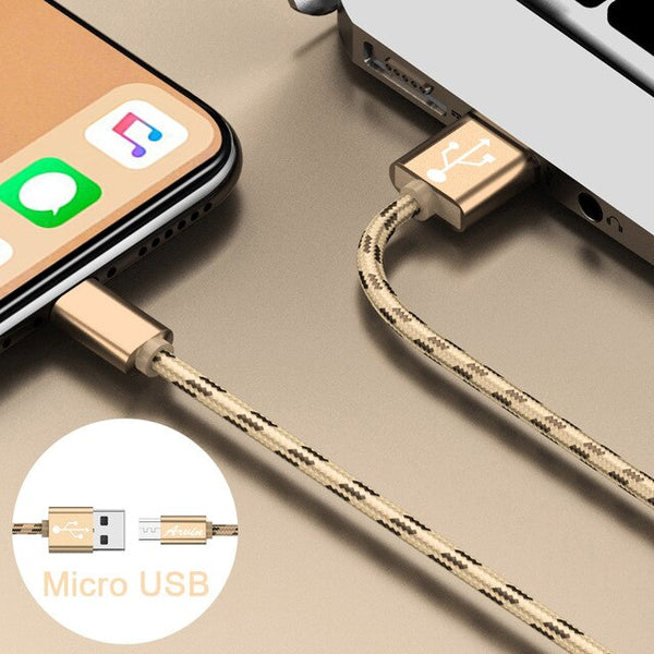 1m 2m Micro USB Cable 3A Fast Charging Microusb Charger Cord For Samsung Huawei Xiaomi LG Andriod Microusb Mobile Phone Cables