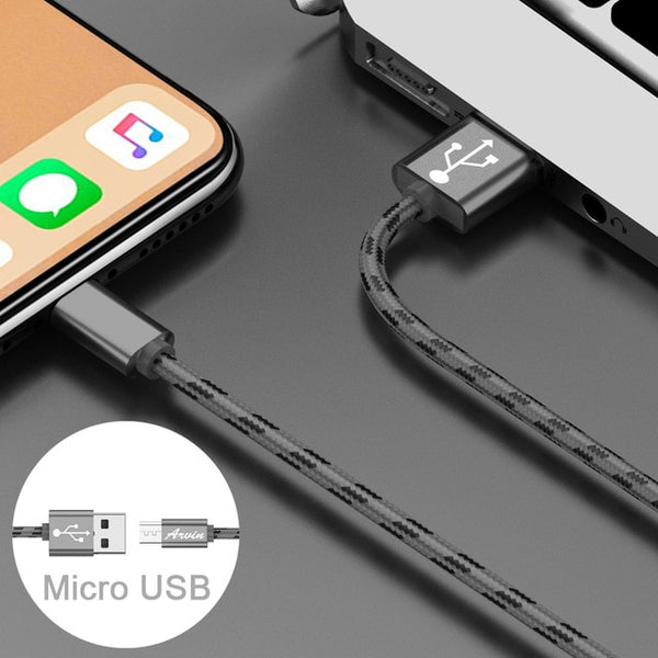 1m 2m Micro USB Cable 3A Fast Charging Microusb Charger Cord For Samsung Huawei Xiaomi LG Andriod Microusb Mobile Phone Cables